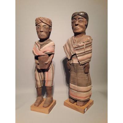 Couple Of Sakalava Statues Madagascar