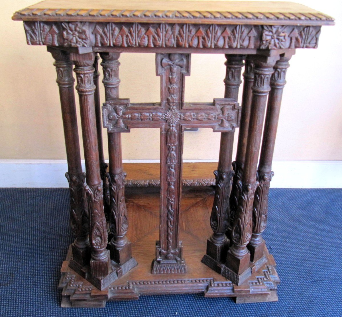 Renaissance Style Prie-dieu In Carved Oak, Napoleon III Period.-photo-2