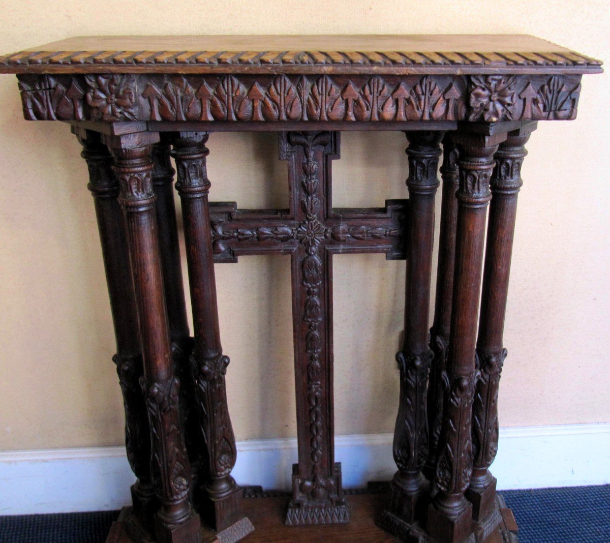 Renaissance Style Prie-dieu In Carved Oak, Napoleon III Period.-photo-3