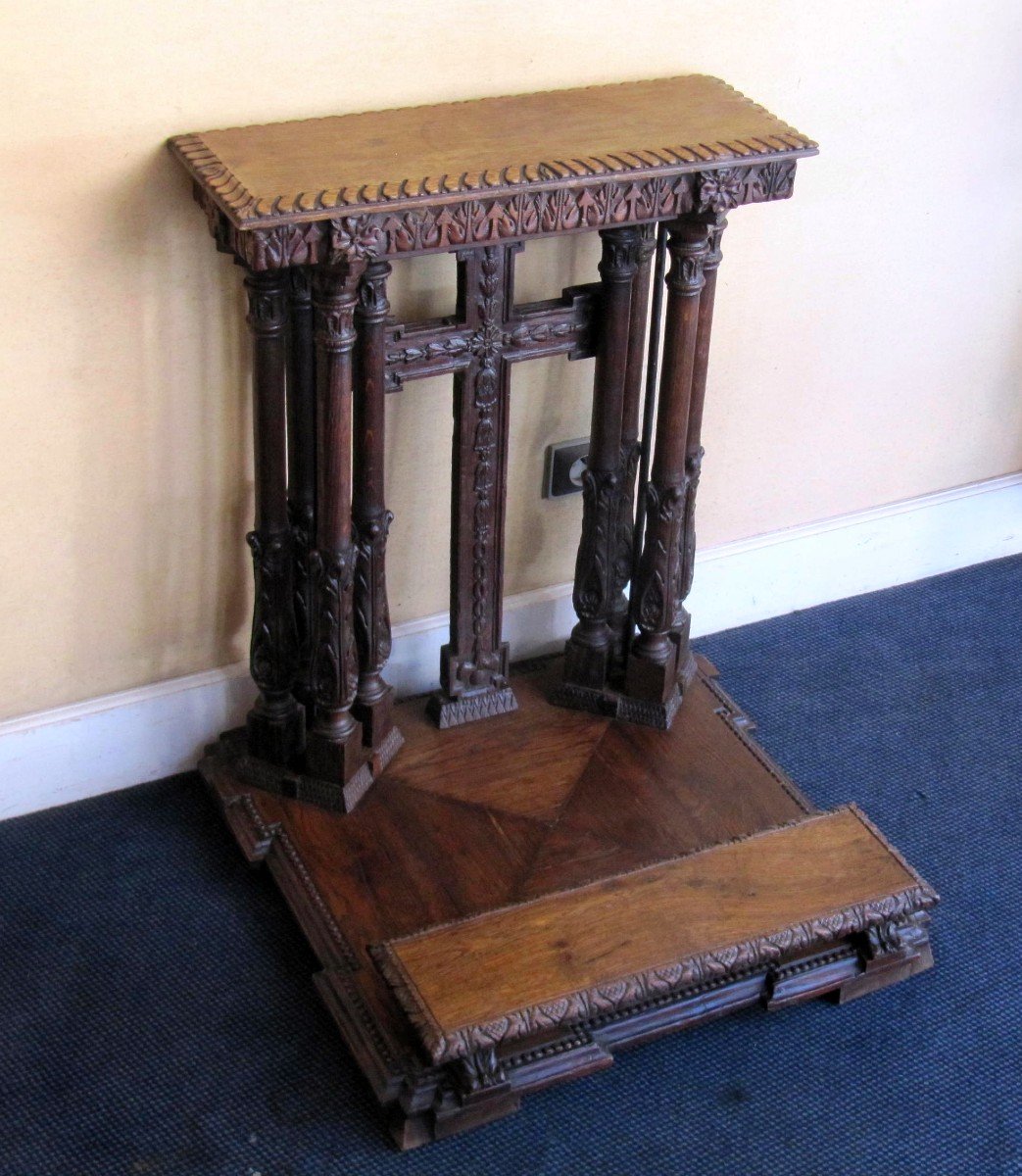 Renaissance Style Prie-dieu In Carved Oak, Napoleon III Period.-photo-4