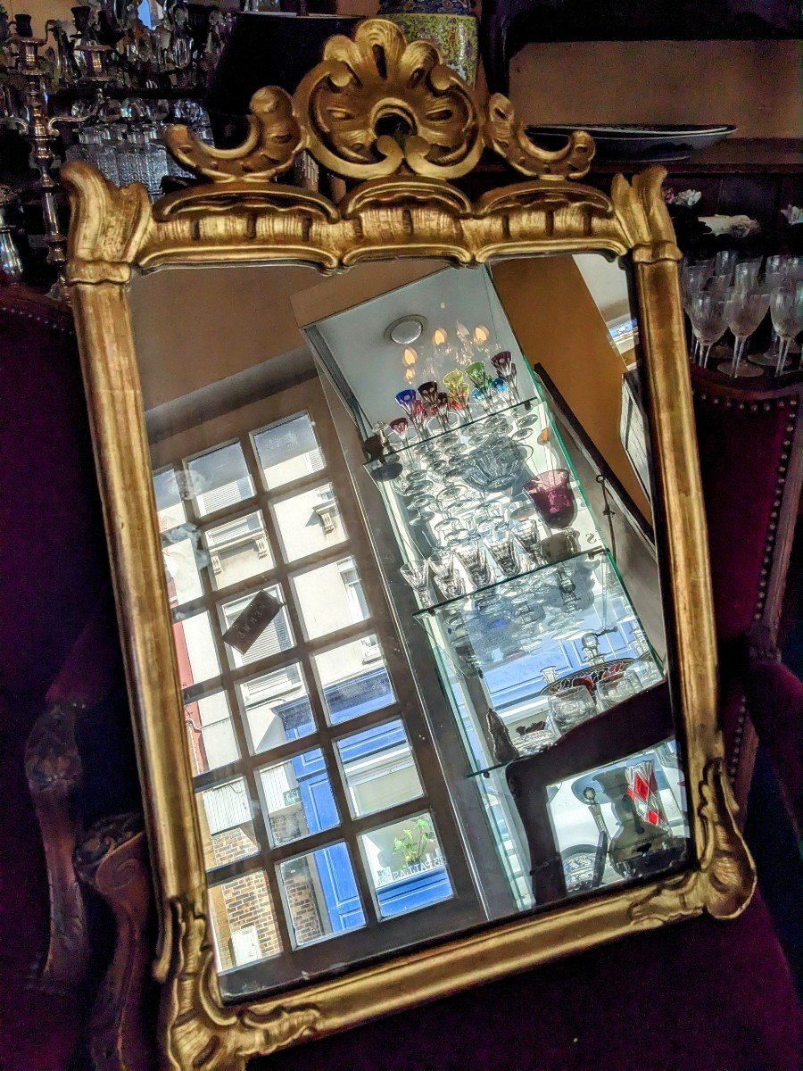 Miroir De Style Louis XV En Bois Doré ( 83 x 53 cm).-photo-2