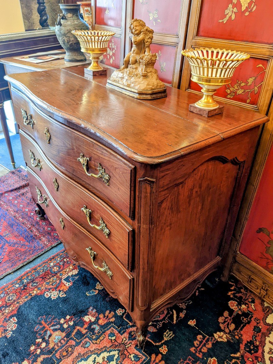 Commode Louis XV à Façade Galbée En Bois Naturel .-photo-2