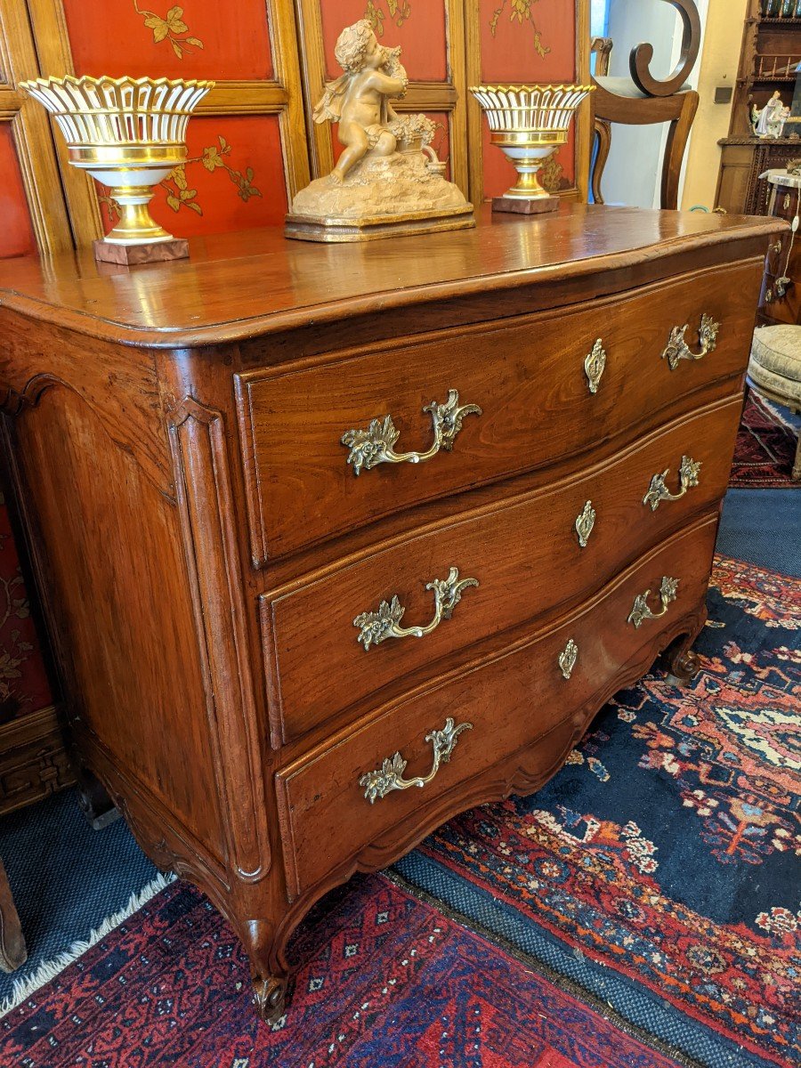 Commode Louis XV à Façade Galbée En Bois Naturel .-photo-6