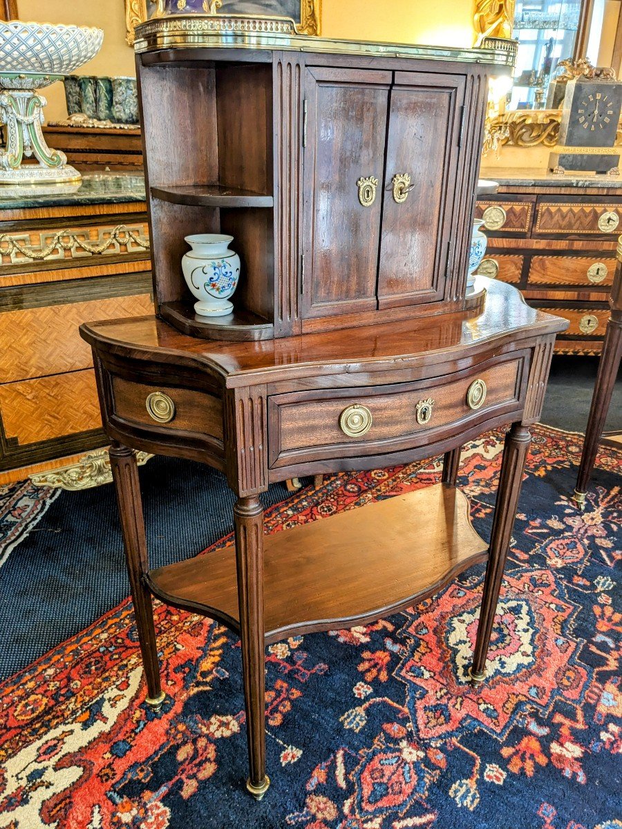 Little Bonheur-du-jour In Mahogany, Louis XVI Style And 19th Century.-photo-3