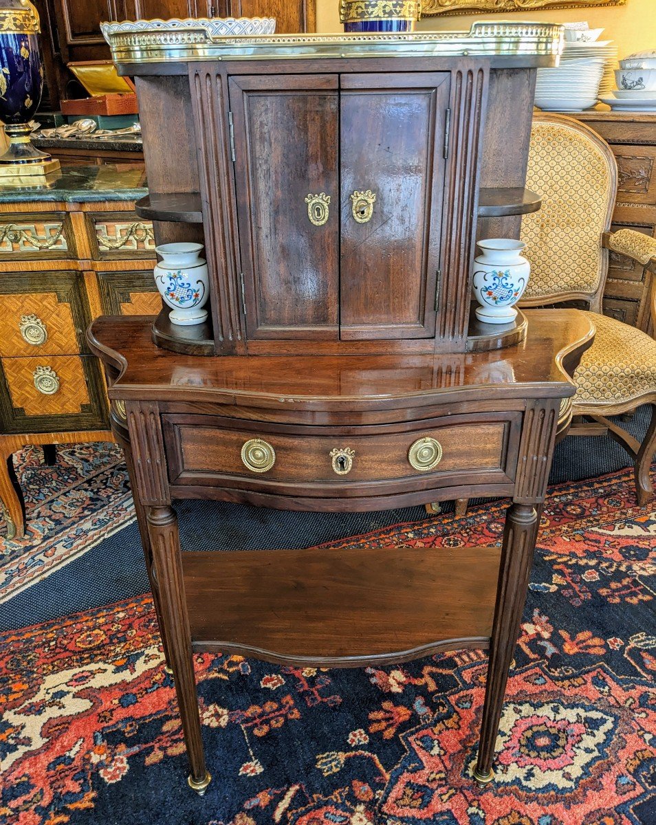 Little Bonheur-du-jour In Mahogany, Louis XVI Style And 19th Century.