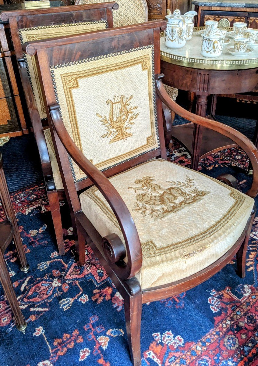 Pair Of Mahogany Armchairs From The Early 19th Century.-photo-2