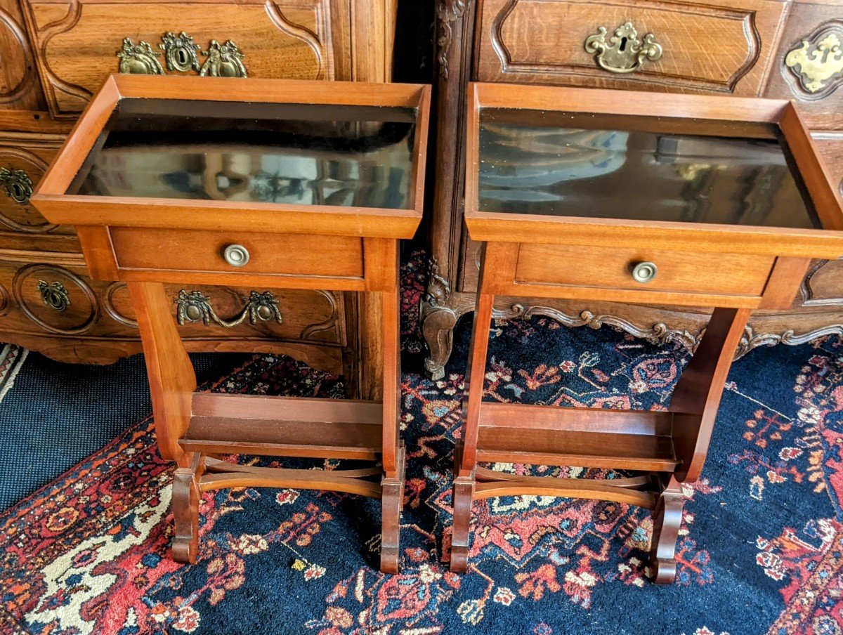 Pair Of Directoire Style Nightstands In Mahogany.-photo-3