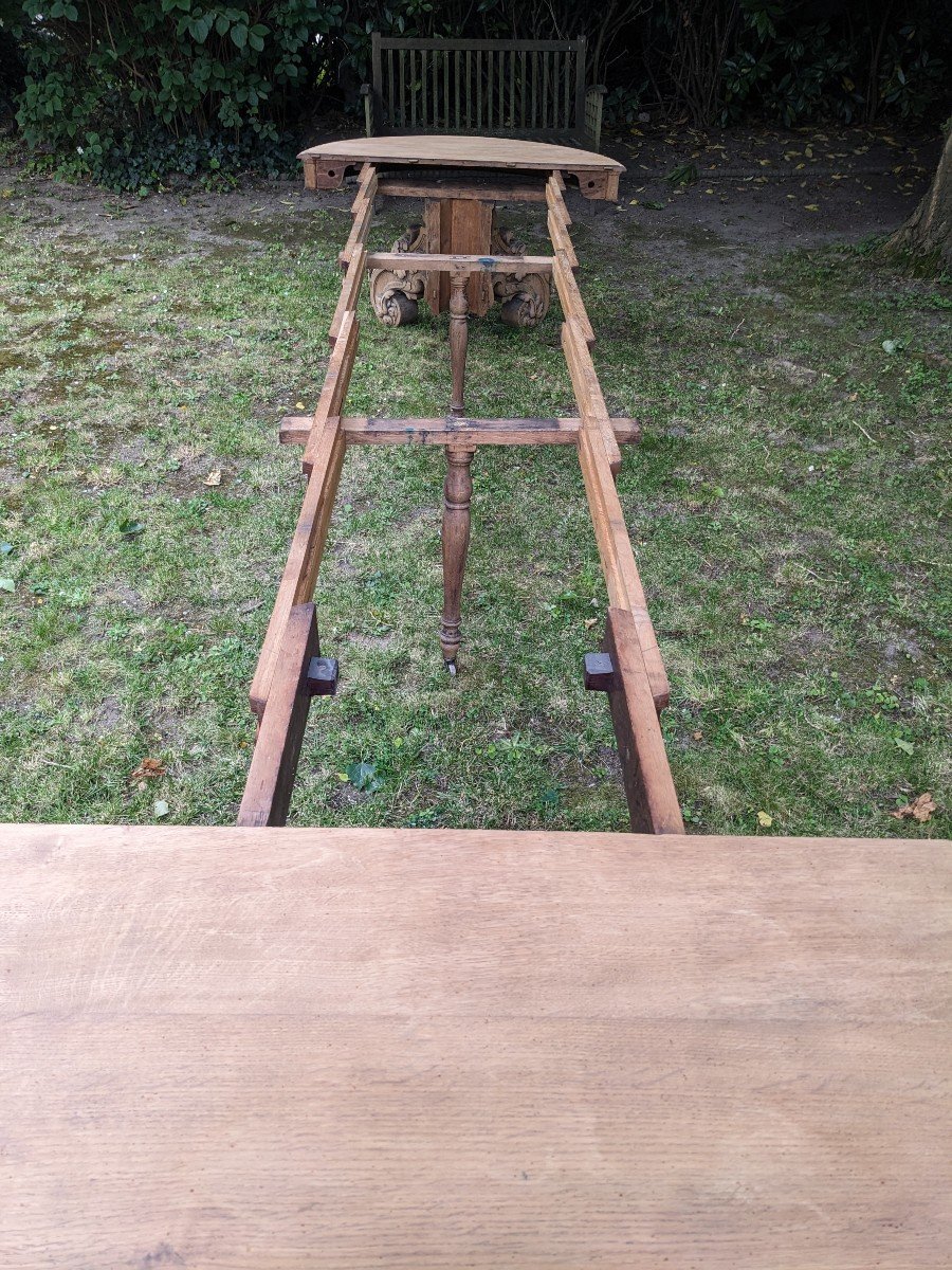 Grande Table à Pied Central En Chêne Déciré d'époque Napoléon III ( 20 Couverts).-photo-6