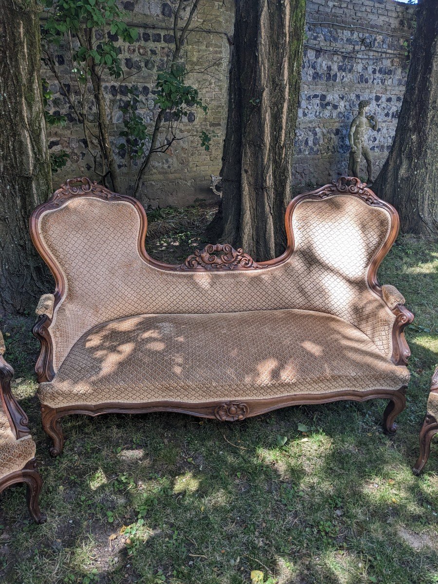 Five-piece Napoleon III Period Living Room In Rosewood-photo-3