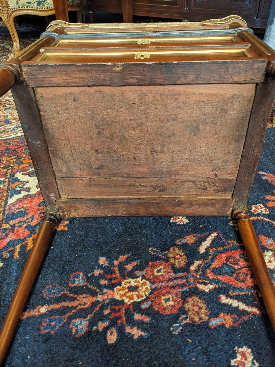 Small Louis XVI Period Chiffonnière Table With Gallery In Mahogany And Ebony Fillets.-photo-2