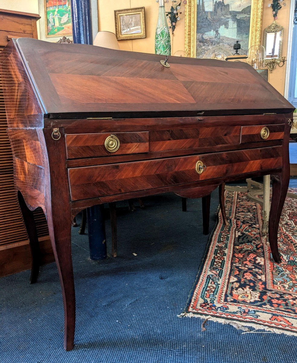 Louis XV Period Sloping Desk In Veneer Wood-photo-1