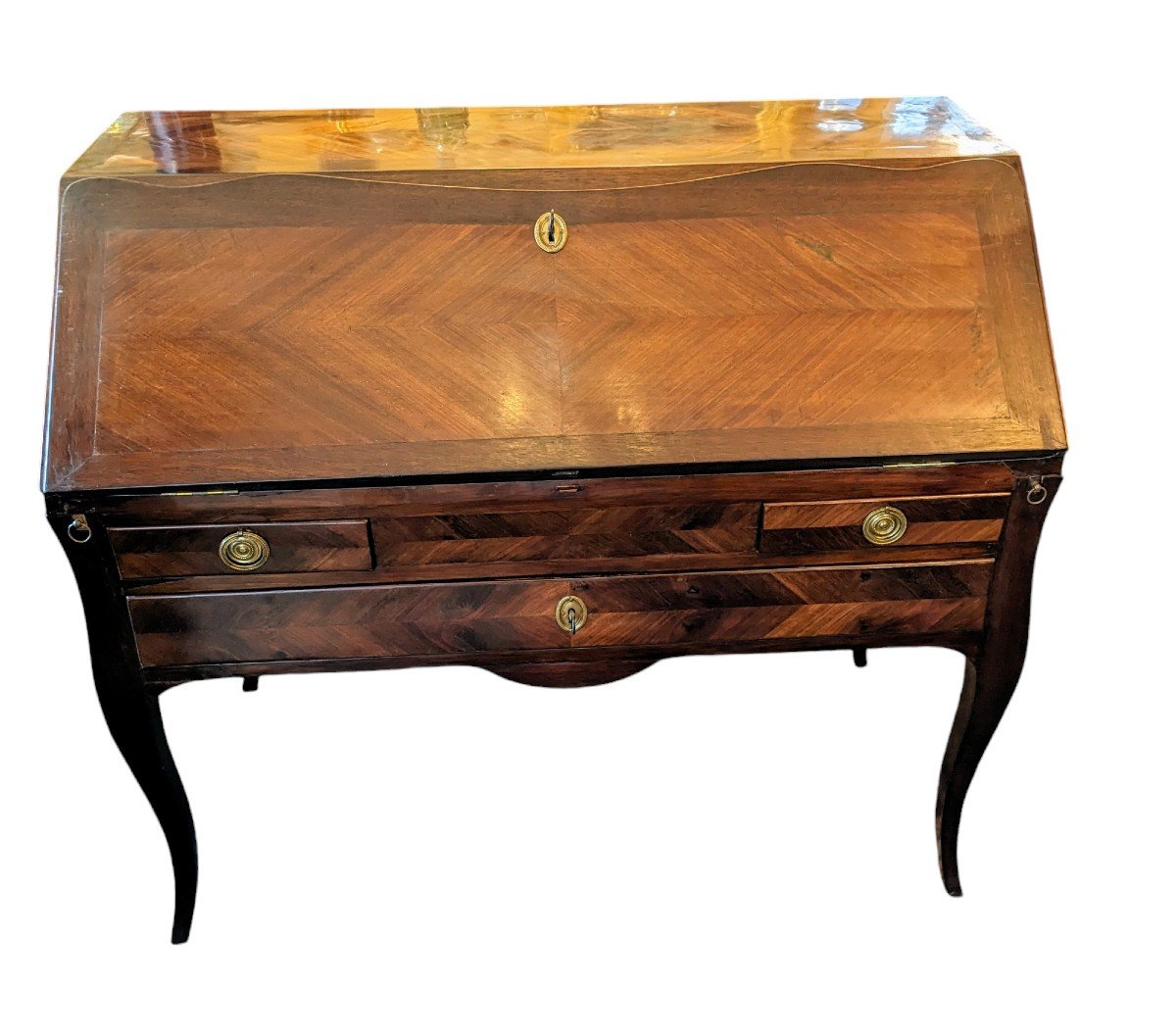 Louis XV Period Sloping Desk In Veneer Wood