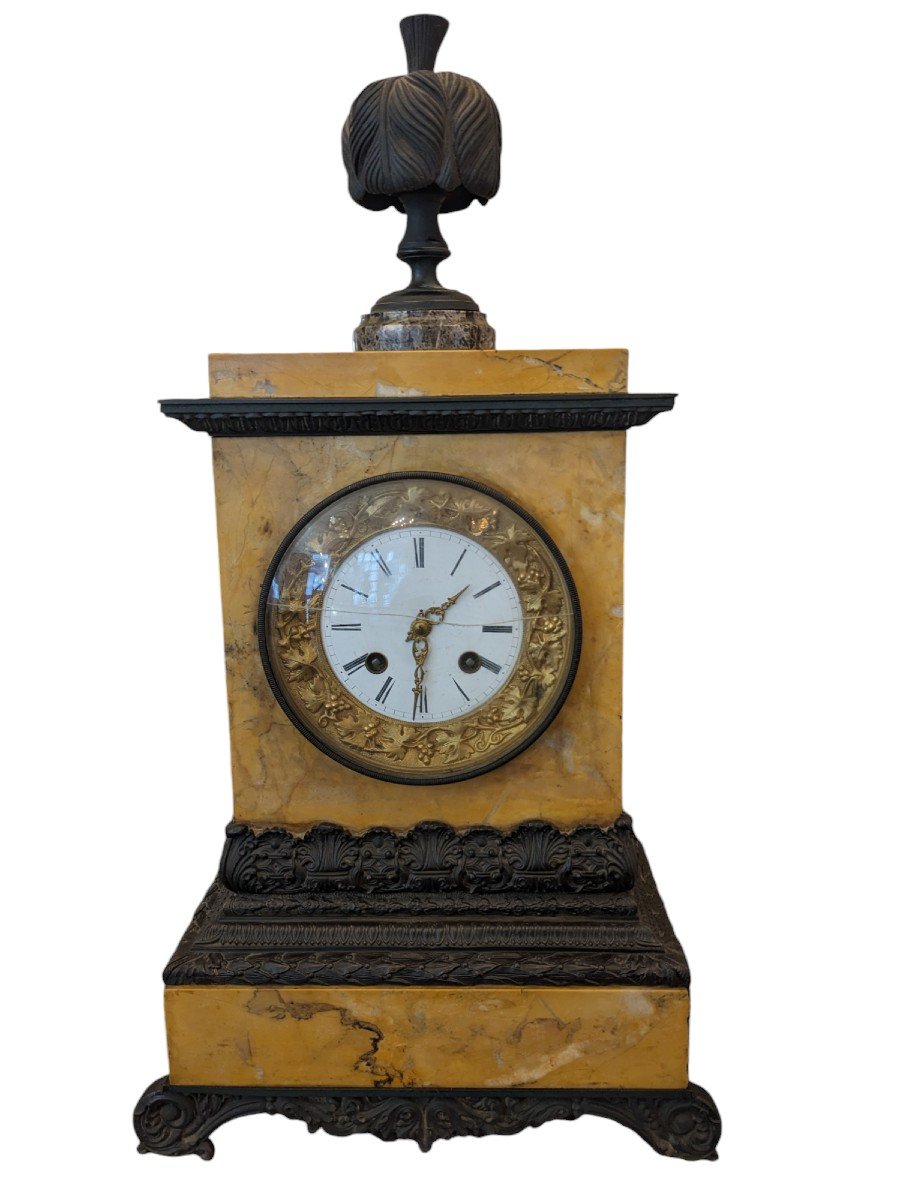 Restoration Period Clock In Siena Marble And Patinated Bronze.