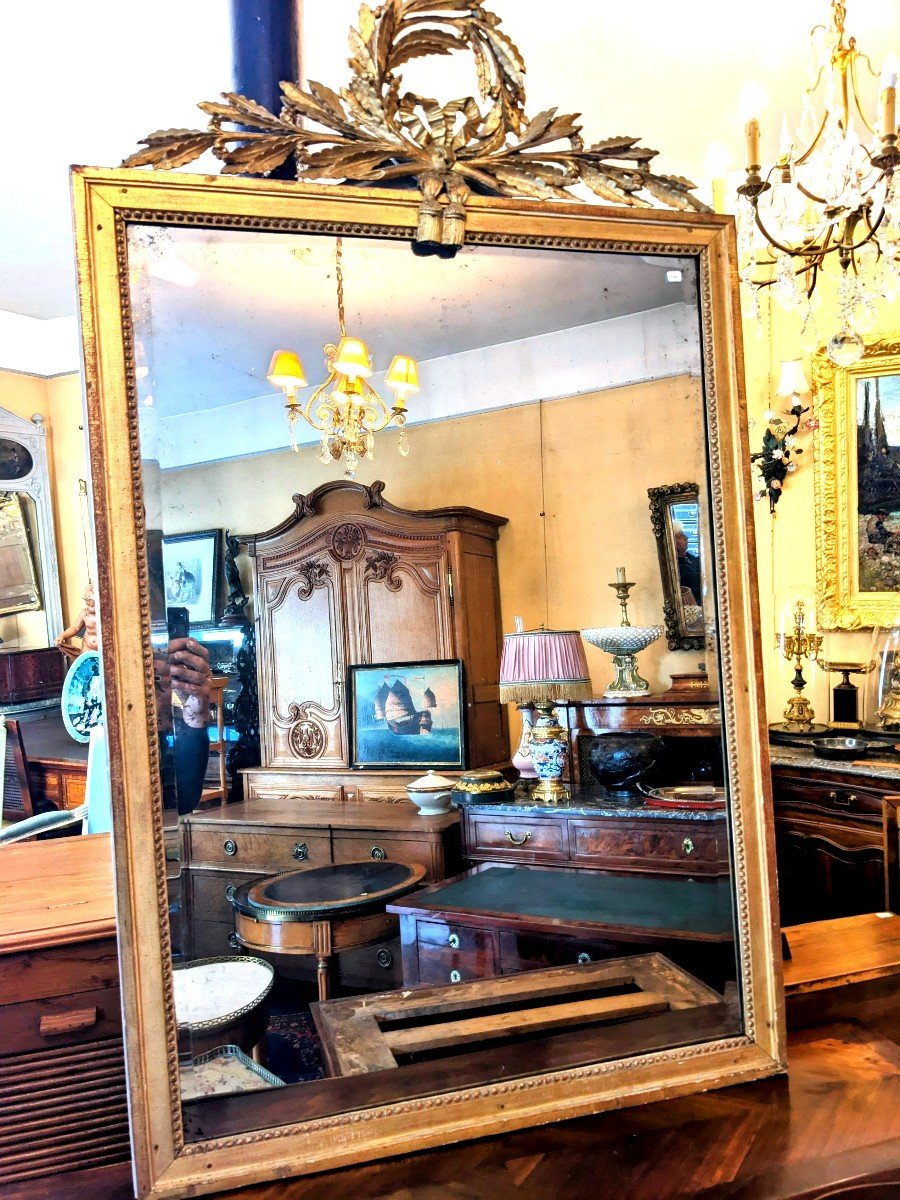 Louis XVI Style Gilded Wood Mirror From The 19th Century. 125 X 77 Cm.