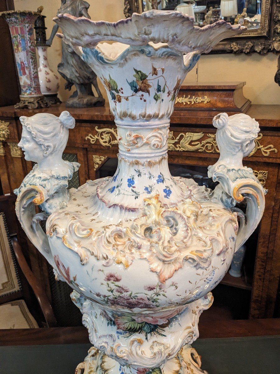 Large Potiche Or Vase In Earthenware, German Or Italian, Napoleon III Period (height 74)-photo-2