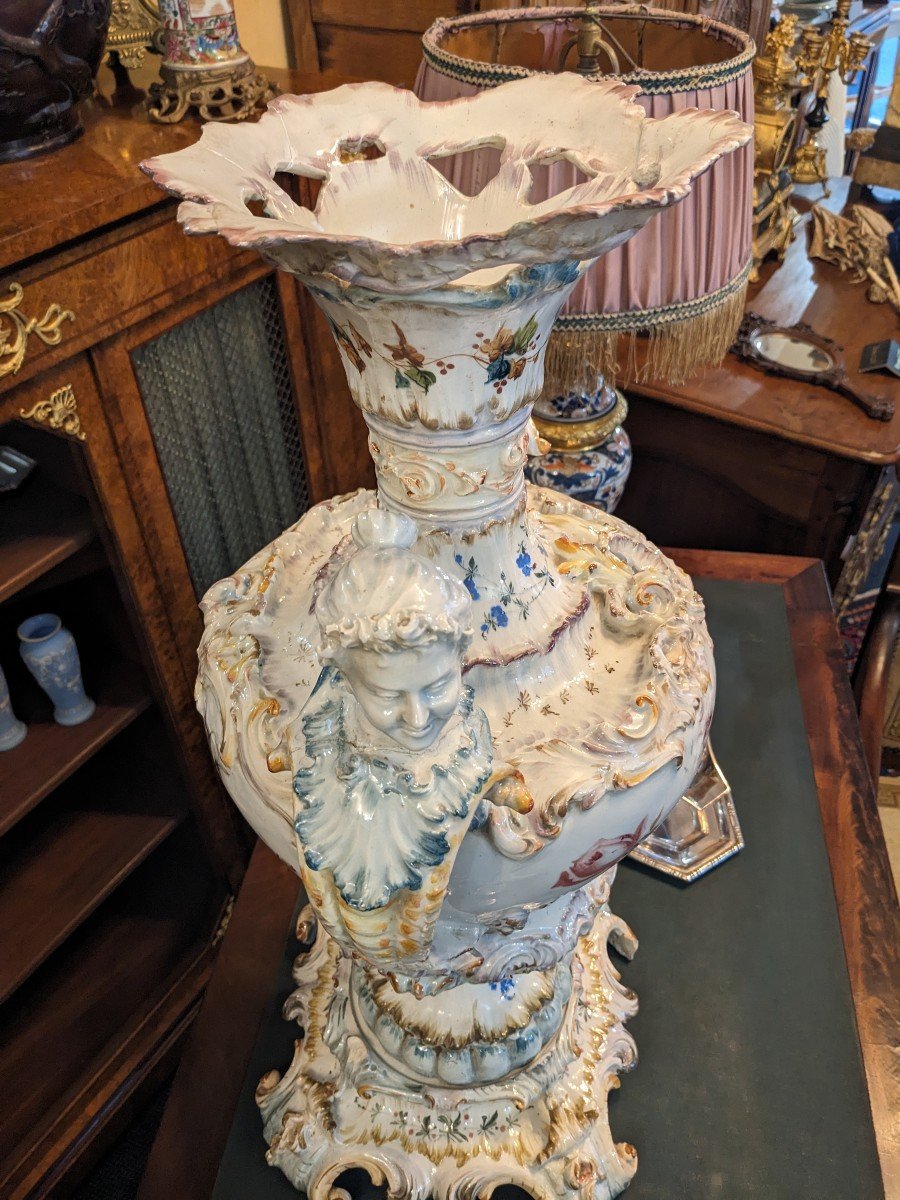 Large Potiche Or Vase In Earthenware, German Or Italian, Napoleon III Period (height 74)-photo-2