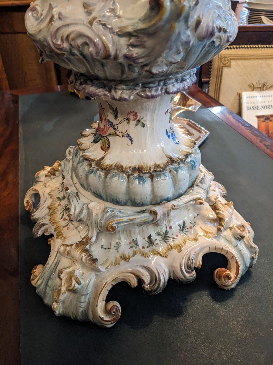 Large Potiche Or Vase In Earthenware, German Or Italian, Napoleon III Period (height 74)-photo-3