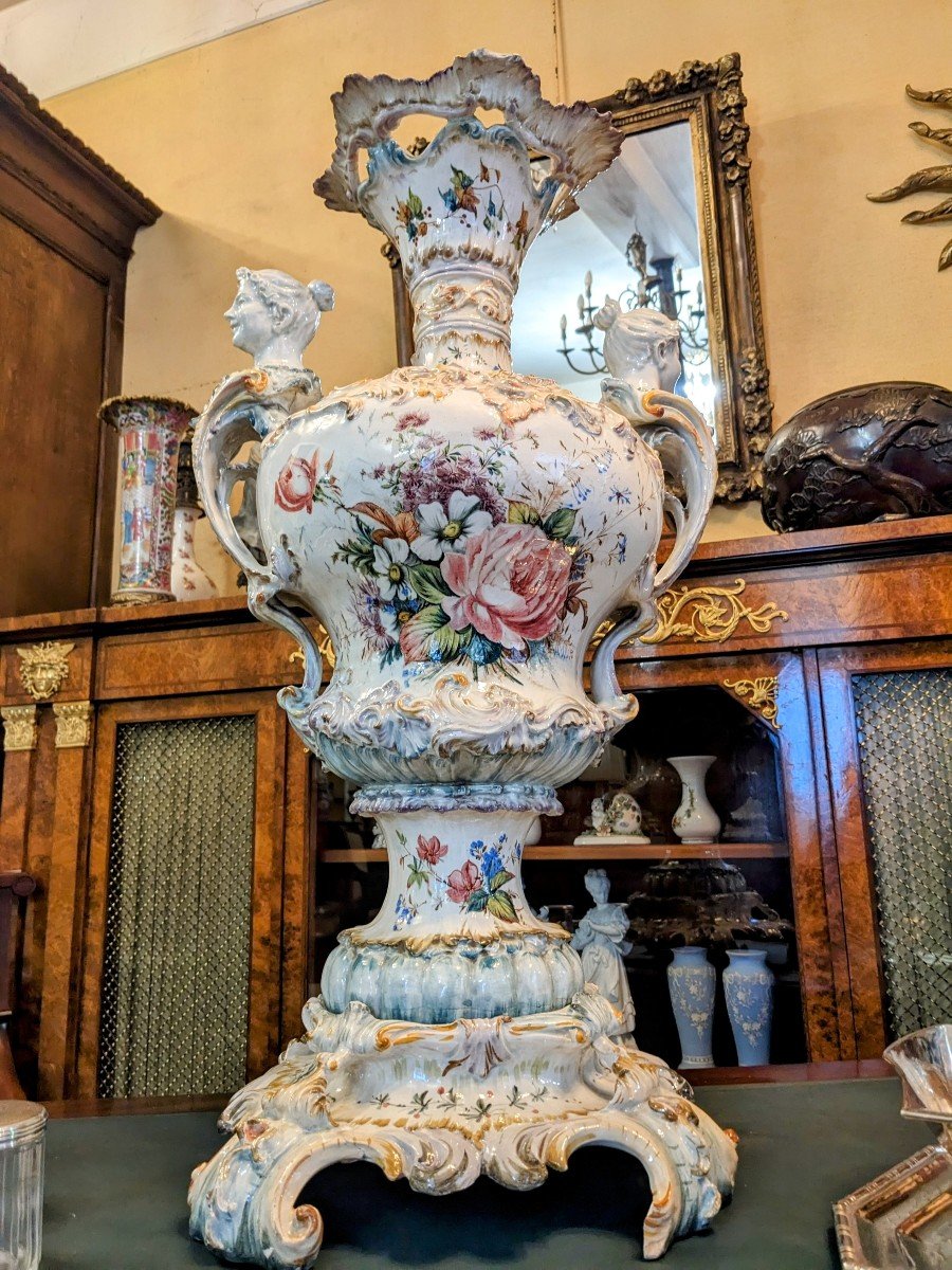 Large Potiche Or Vase In Earthenware, German Or Italian, Napoleon III Period (height 74)-photo-4