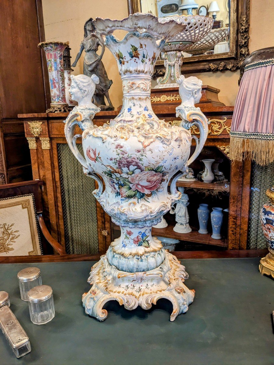 Large Potiche Or Vase In Earthenware, German Or Italian, Napoleon III Period (height 74)