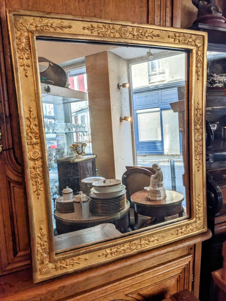 Empire Period Gilded Wood And Stucco Mirror (65 X 57 Cm).