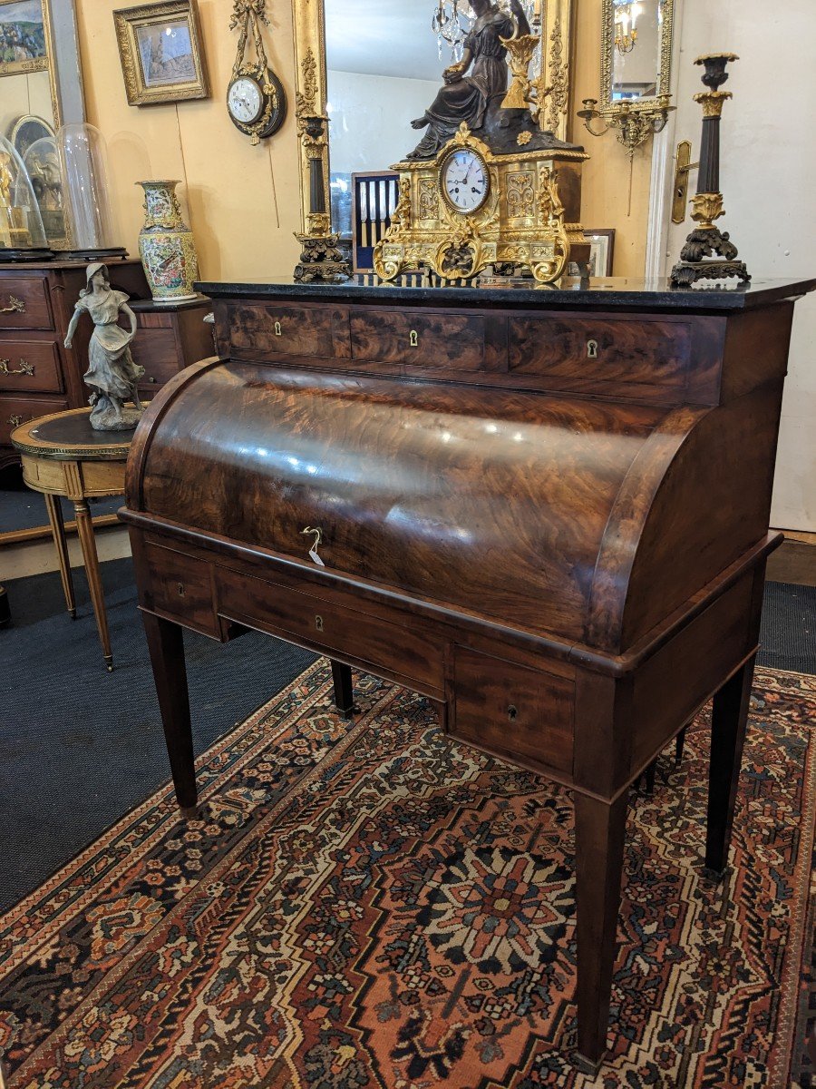 Directoire Period Mahogany Veneer Cylinder Desk-photo-2