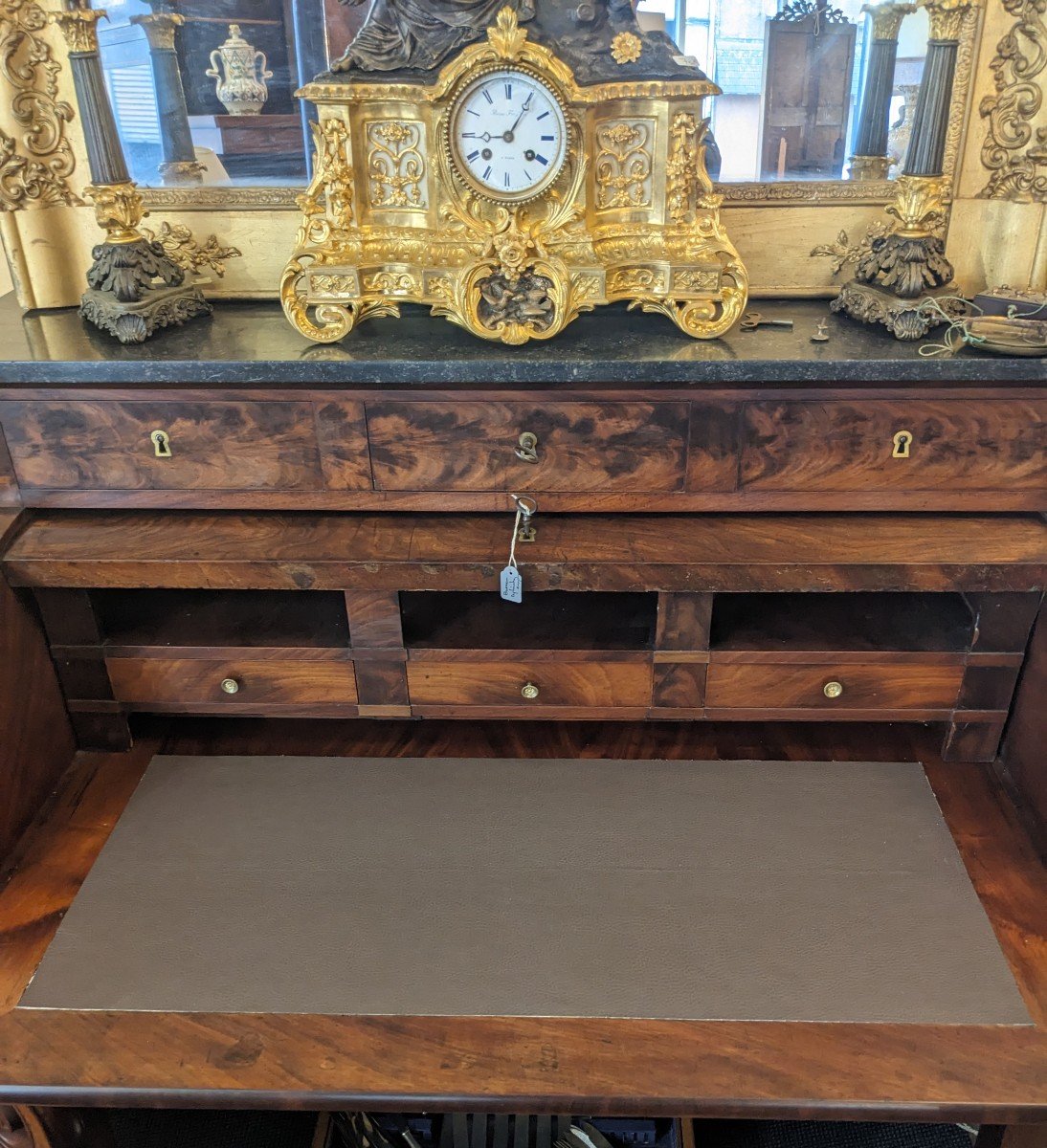 Directoire Period Mahogany Veneer Cylinder Desk-photo-3