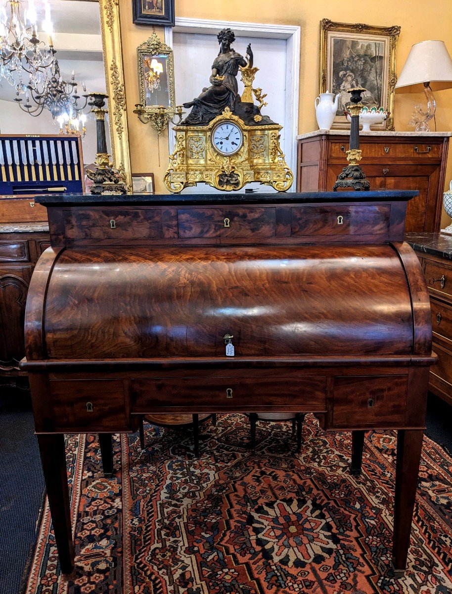 Directoire Period Mahogany Veneer Cylinder Desk