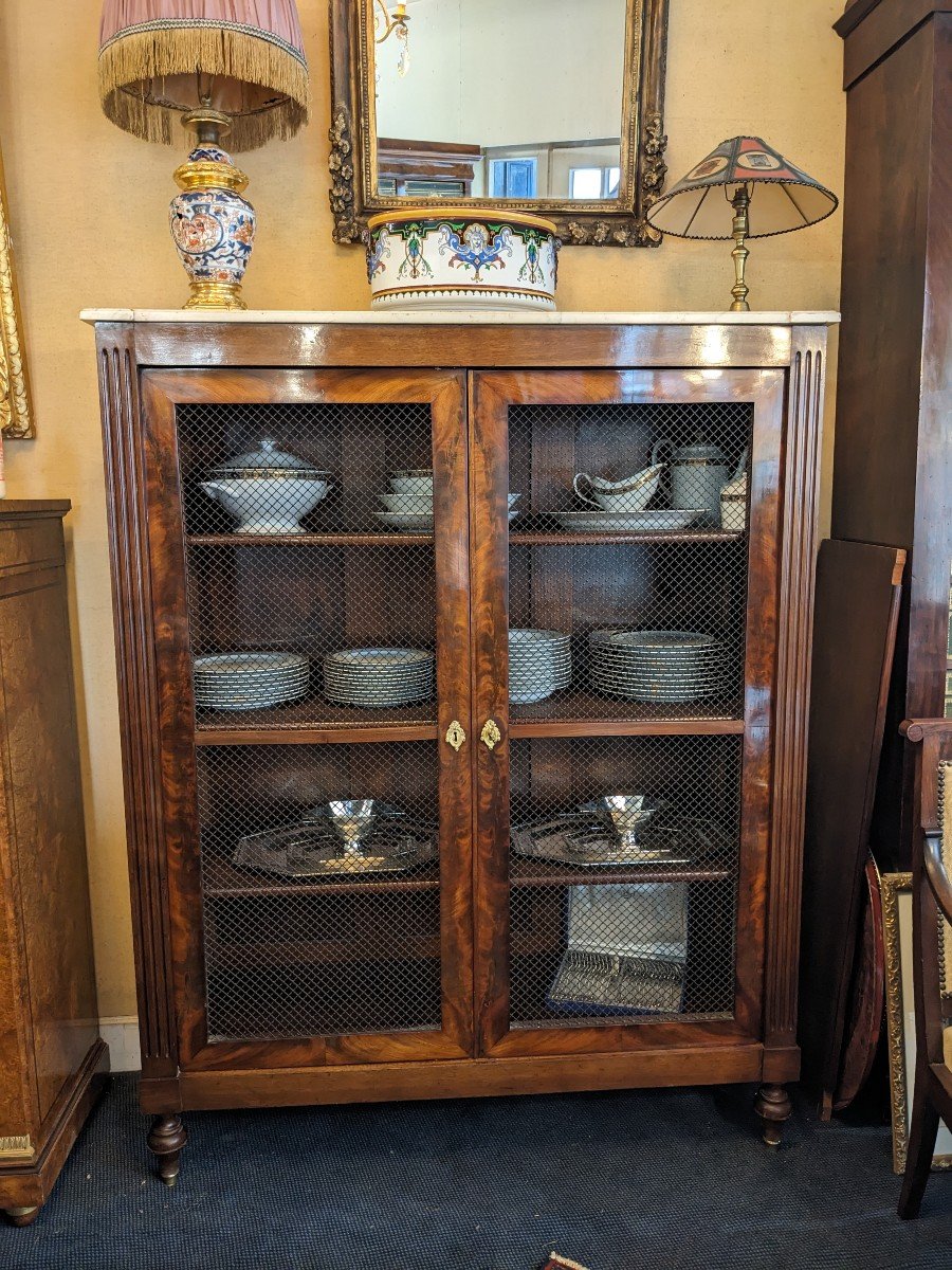 Louis XVI Style Mahogany Bookcase.