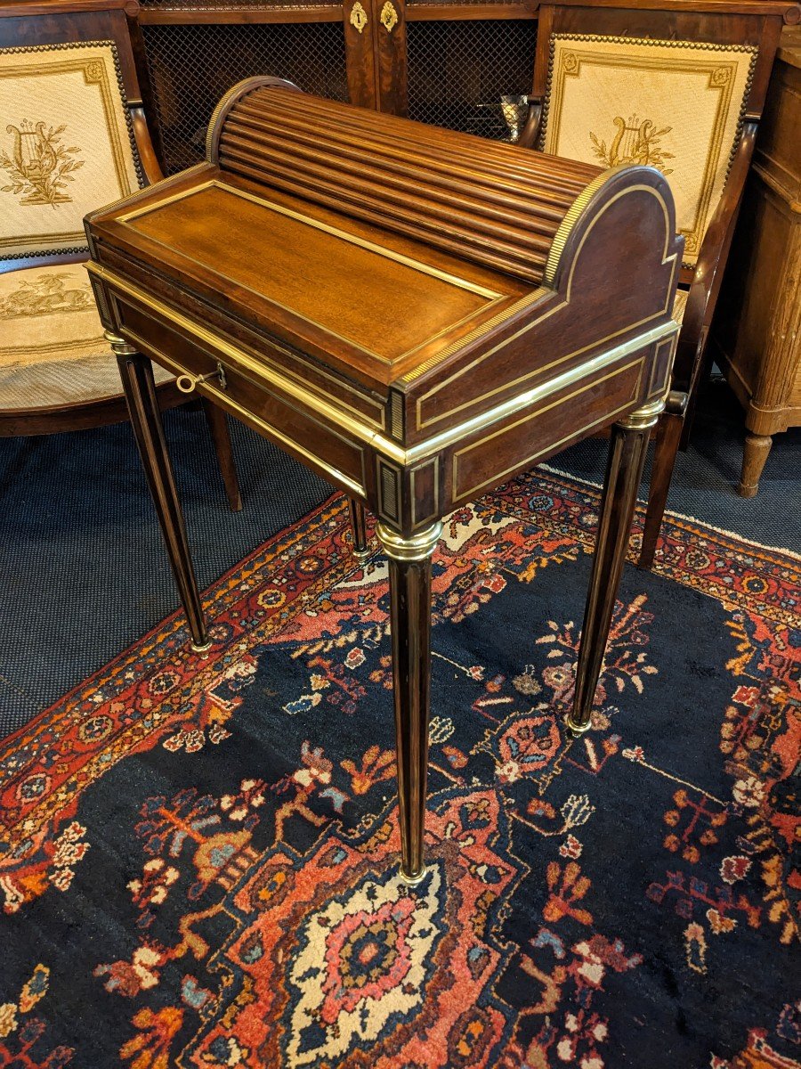 Small Louis XVI Style Cylinder Desk In Mahogany From The Napoleon III Period-photo-1