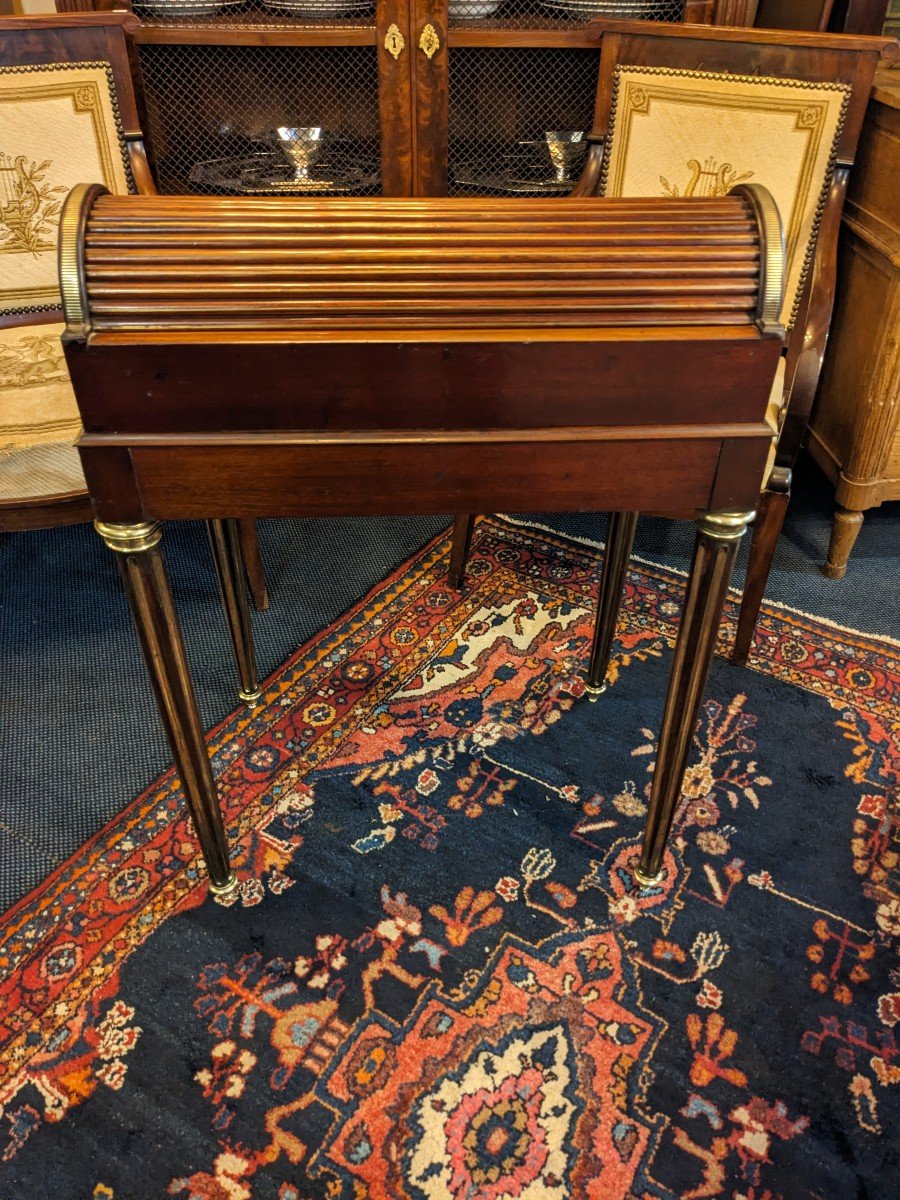 Small Louis XVI Style Cylinder Desk In Mahogany From The Napoleon III Period-photo-3