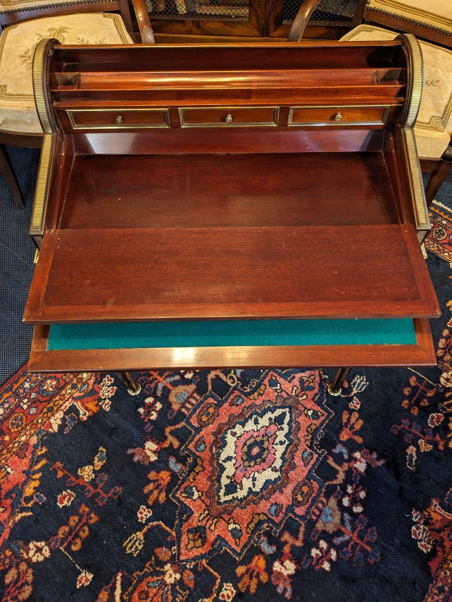 Small Louis XVI Style Cylinder Desk In Mahogany From The Napoleon III Period-photo-5