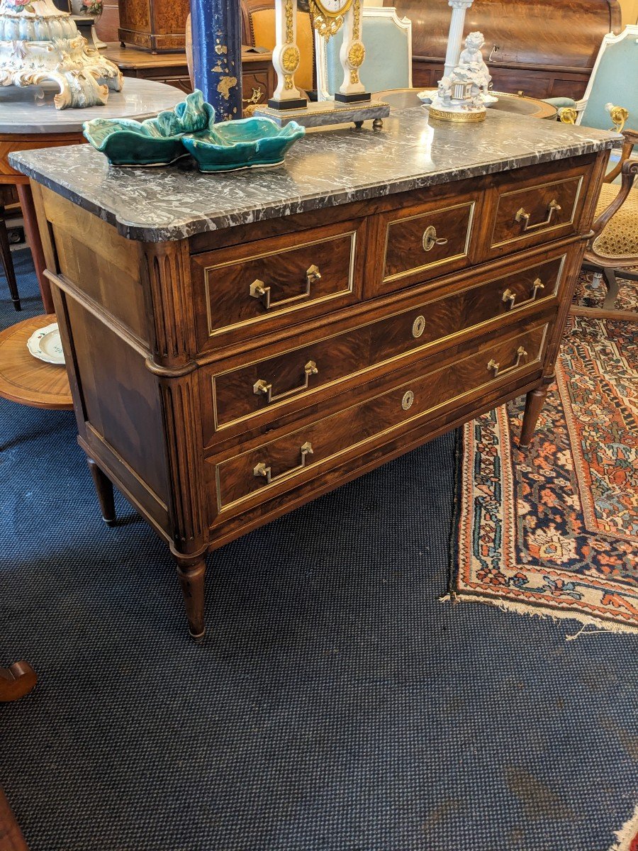 Small Louis XVI Style Mahogany Chest Of Drawers-photo-2