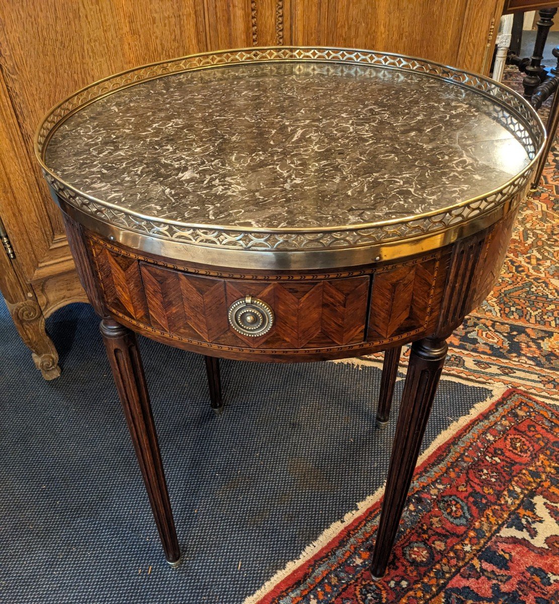 Table Bouillotte De Style Louis XVI En Marqueterie d'époque Napoléon III.