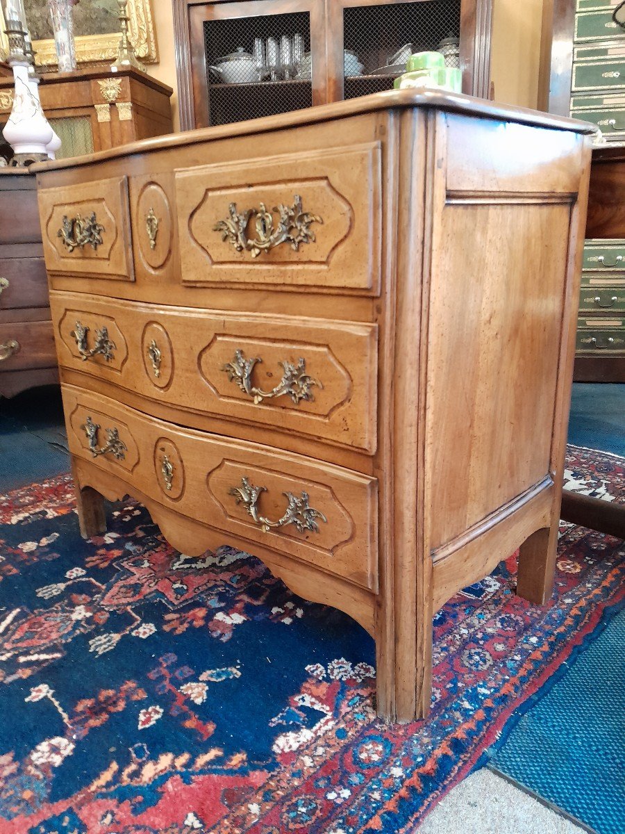 Small Curved Chest Of Drawers From The Regency Period In Walnut-photo-2