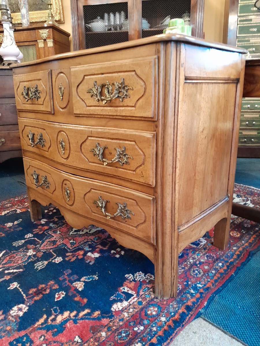 Small Curved Chest Of Drawers From The Regency Period In Walnut-photo-1