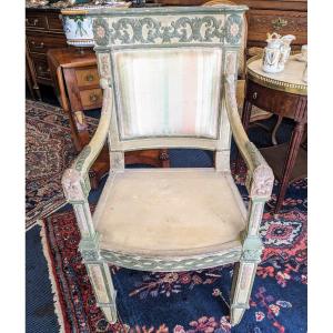 19th Century Painted Wooden Armchair Italy Piedmont?