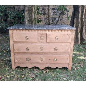 Louis XVI Period Chest Of Drawers In Lightened Oak, 18th Century.