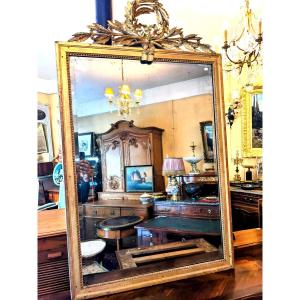 Louis XVI Style Gilded Wood Mirror From The 19th Century. 125 X 77 Cm.