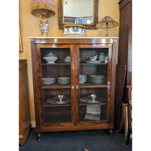 Louis XVI Style Mahogany Bookcase.