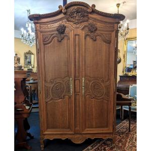 Armoire Normande Dite "de Mariage" Du Pays De Caux En Chêne XIXème .