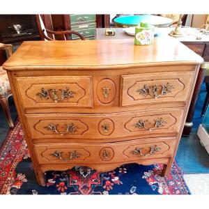 Small Curved Chest Of Drawers From The Regency Period In Walnut