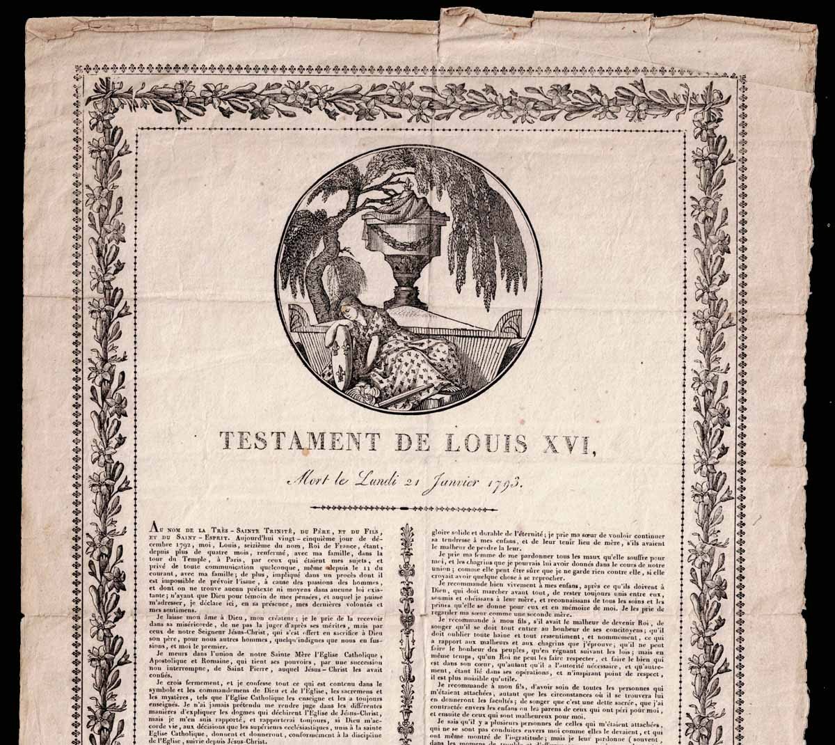 Testament Louis XVI - GRAVURE SÉDITIEUSE  1800-photo-2