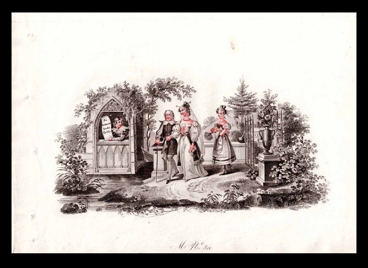 The Love Trio Engraving: Belleville (jean-pierre) 1833