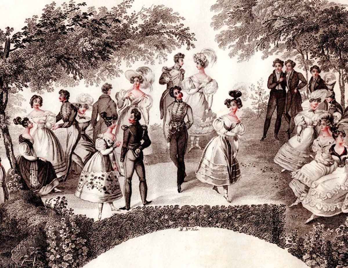 PROJET d'ÉVENTAIL Le bal champêtre : BELLEVILLE (Jean-Pierre) 1833-photo-4