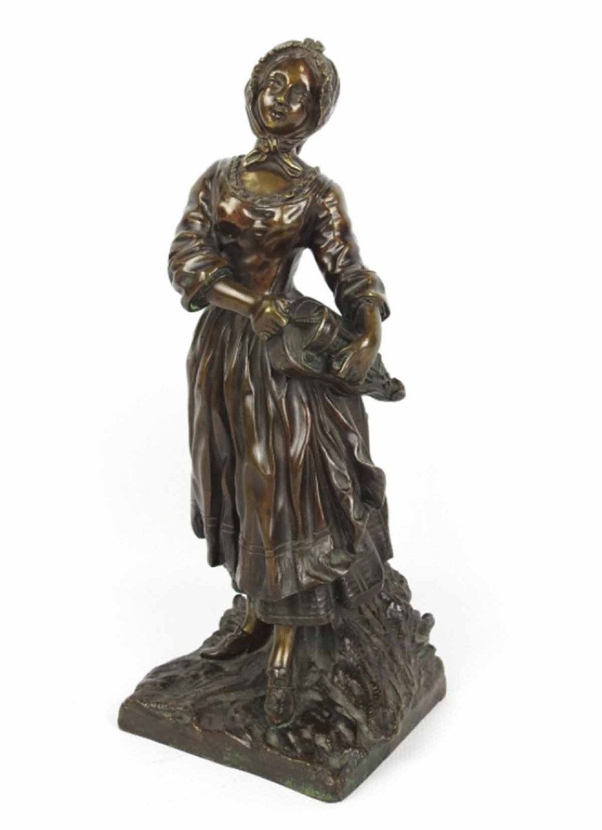 bronze LA VIELLEUSE - Lavergne  1875 -photo-3