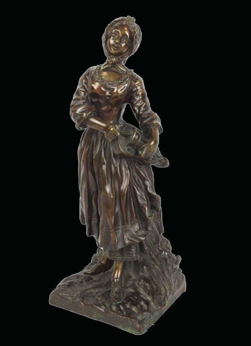 bronze LA VIELLEUSE - Lavergne  1875 -photo-4