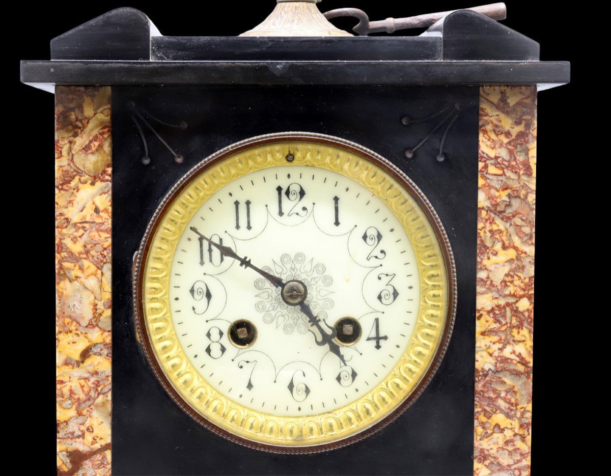 19th Century Black Marble Clock-photo-3