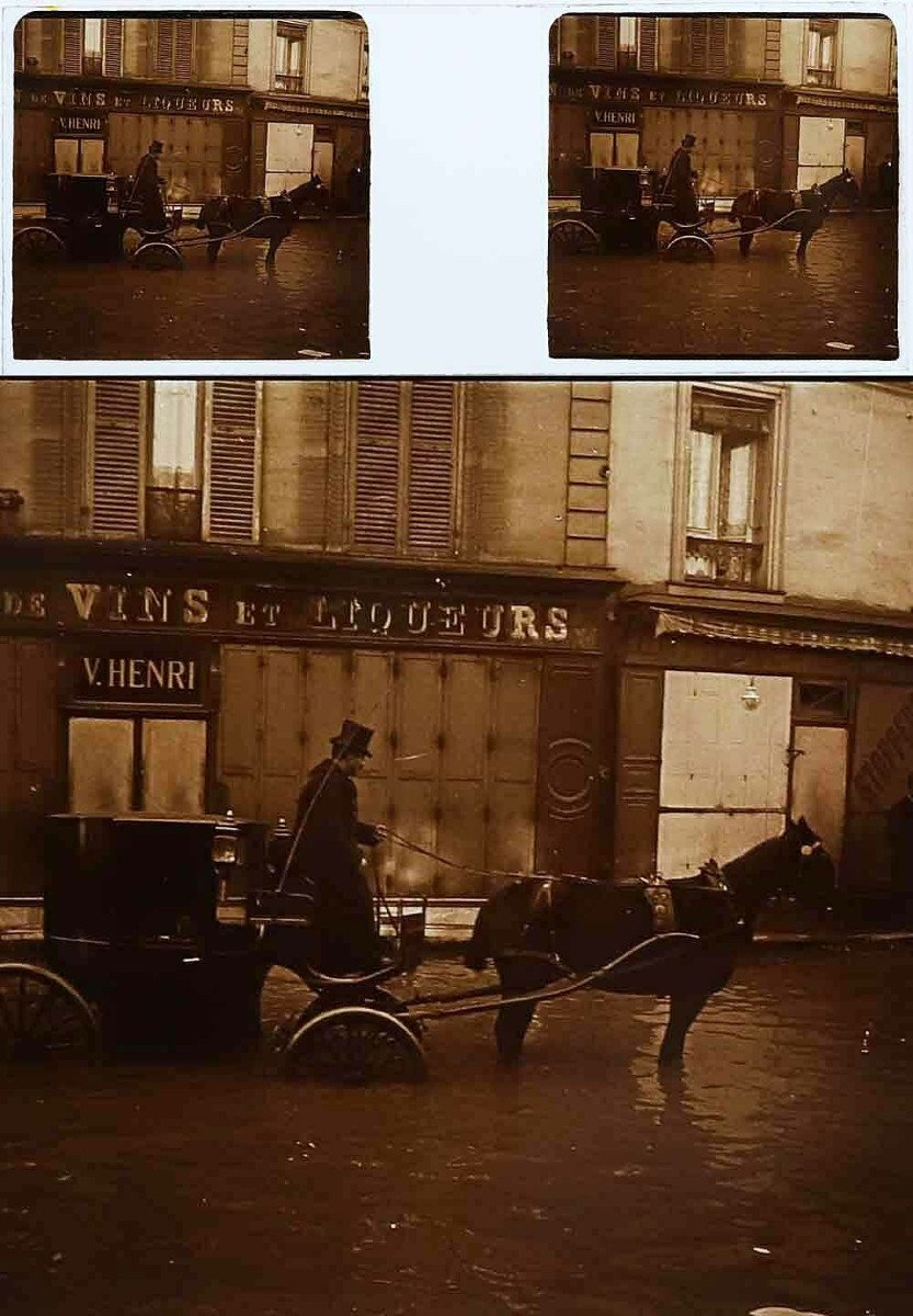 25 photographies stereo INONDATION ASNIERES 1910 -photo-4