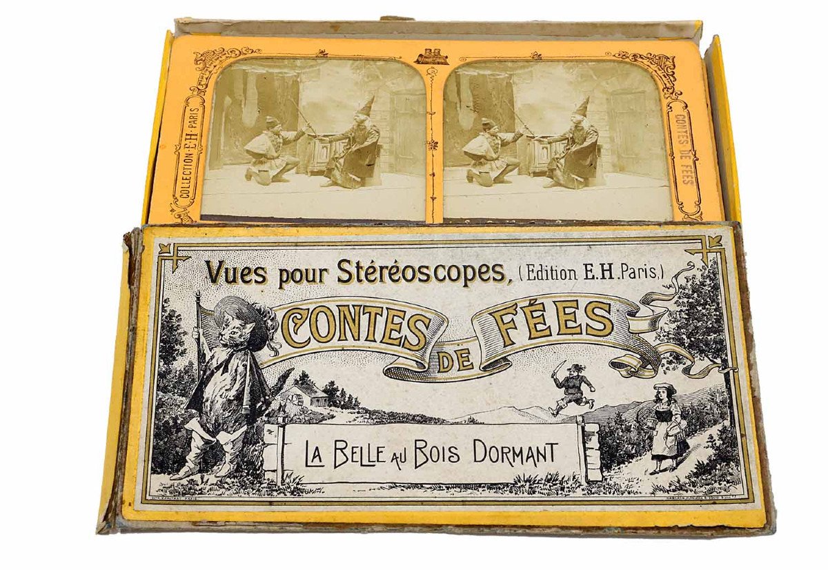 LA BELLE AU BOIS DORMANT   6 vues stéréoscopiques polyoramiques vers 1860