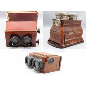 3 STEREOSCOPES BOIS XIX ème